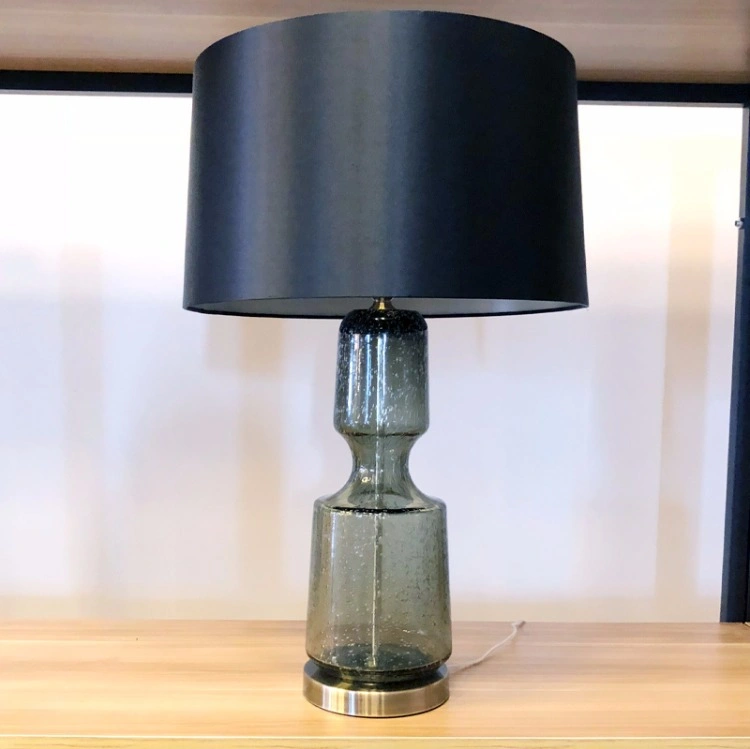 Nuevo diseño lámpara de cabecera de vidrio tela lámpara de noche LED Shade Lámpara de mesa