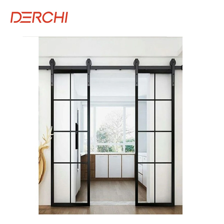 Modern Interior Aluminum Metal Glass Barn Doors Sliding for Bedroom