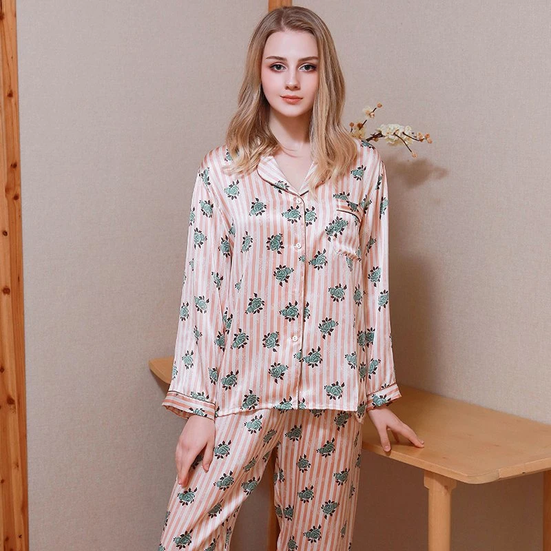 Pretty Ladies Floral Silk Pajamas Set