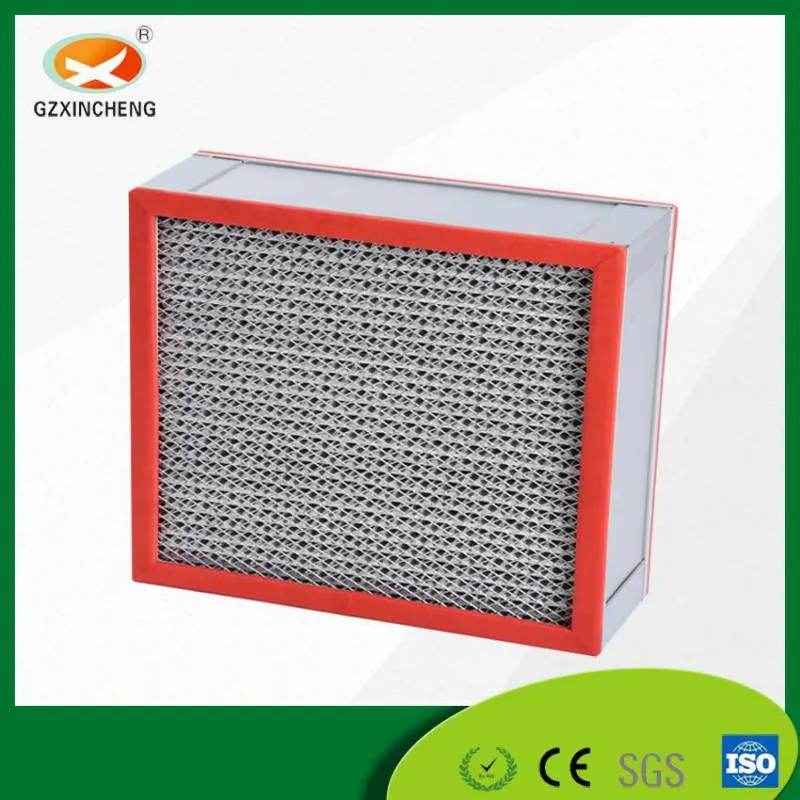 High Temperature Resistance Pleated Fiber Glass HEPA Filter with Galvanized Frame