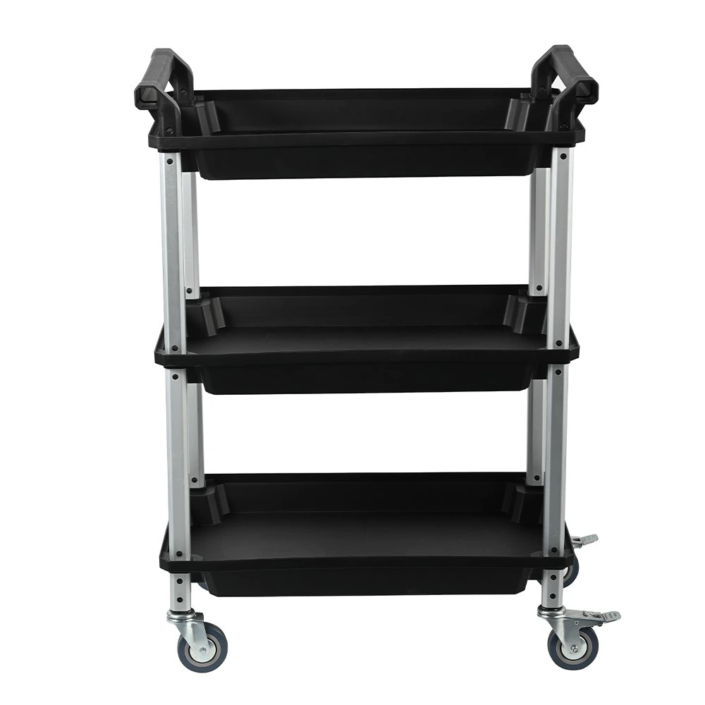 Factory Price Plastic 3-Tier Storage Rolling Hand Carts Trolleys with Handle