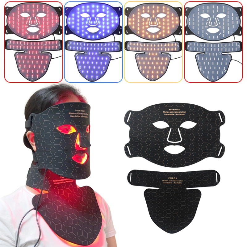 Skin Elastic 4in1colors Silicone Red LED Light Therapy Facial Face Beauty Mask Black