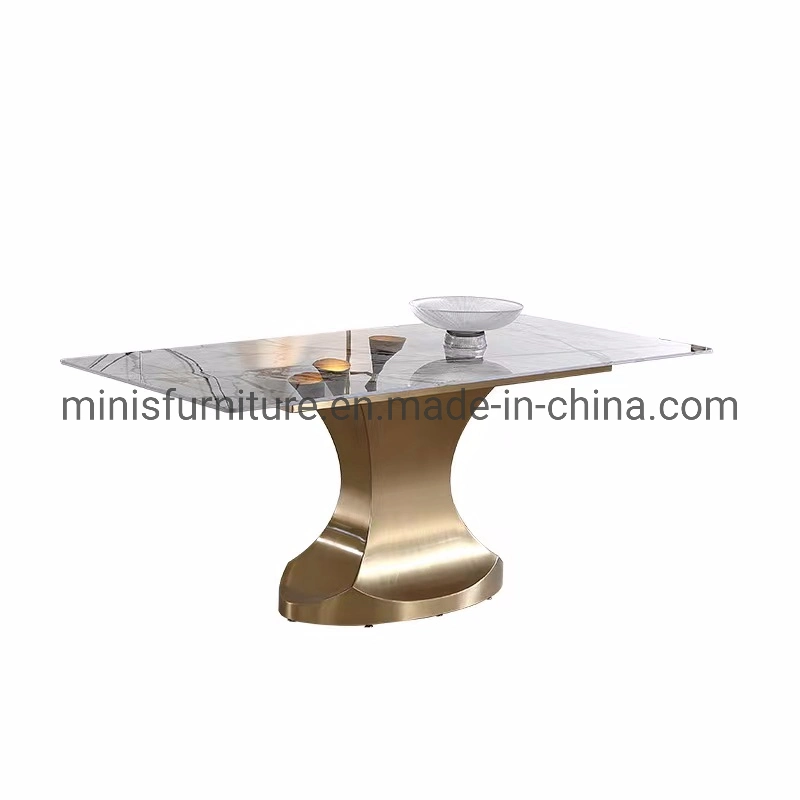(MN-DT632) Столовая современной на упрощенном китайском языке с использованием мрамора и металлической обеденный стол