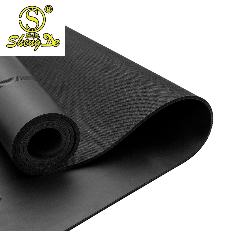 Wholesale/Supplier High quality/High cost performance  Eco Friendly Natural Tree Rubber Base Black Gold Stamp Print PU Alignment Yoga Mat