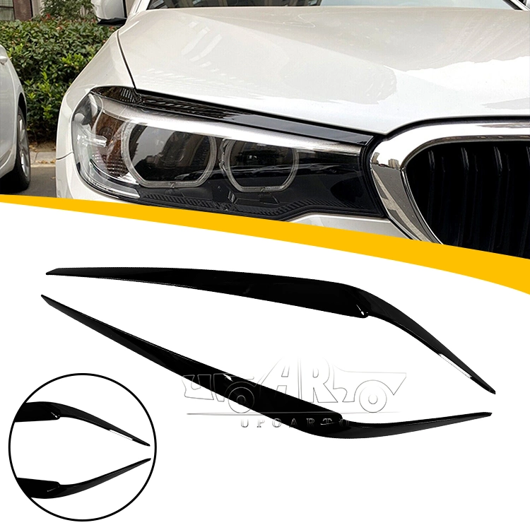 Factory Wholesale Shiny Black Front Headlight Eyelids Cover Eyebrow Trim for BMW 5 Series G30 2018-2020