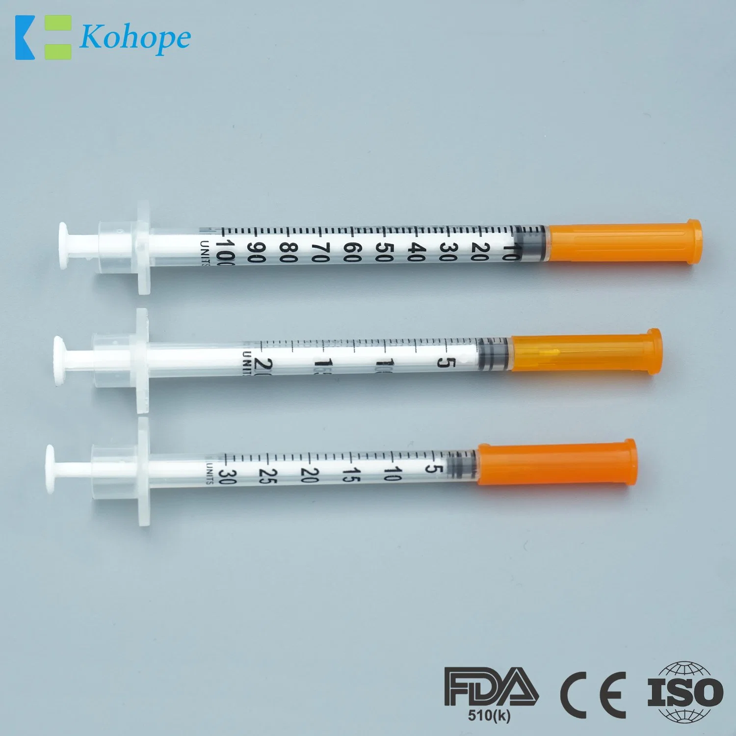 Seringa OEM OEM/ODM U40/U100 de 0,3 ml/0,5 ml/1 ml para diabetes chinesa para uso médico