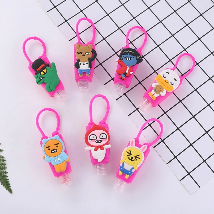 Cartoon 30ml 50ml 60ml Hand Sanitizer Bottles Silicone Keychain Holder