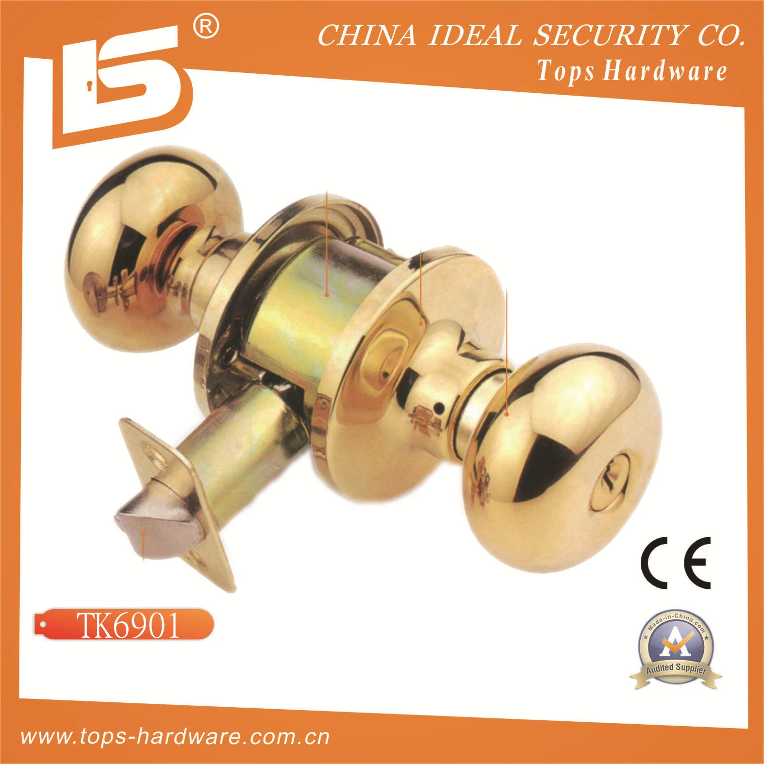 High quality/High cost performance  Tubular Door Knob Lock -Tk6901