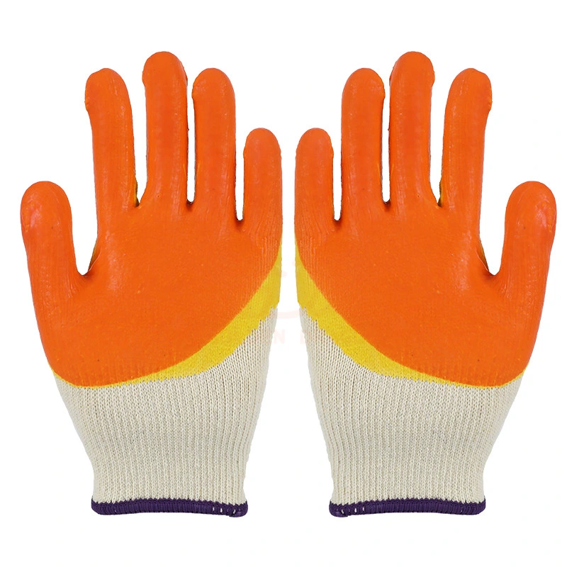 Guantes de algodón directos de fábrica LATEX suave caucho Palm Coated Rough Guantes de trabajo de seguridad de agarre