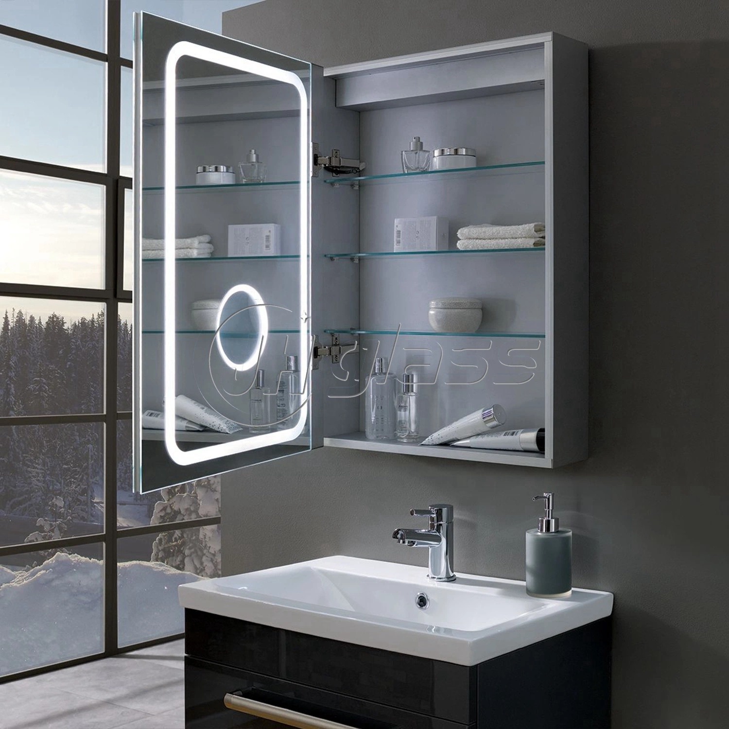 Hot Sale Advanced Design LED Illuminated Bathroom Accessories Vanity Bluetooth Furniture Lighted Medicine Mirror Cabinet with Good Service