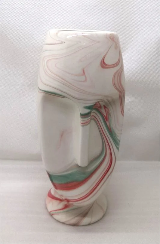 Face Shape Marbled Ceramic Vase Chinese Splashing Ink Faux Marble Finish Flower Vase