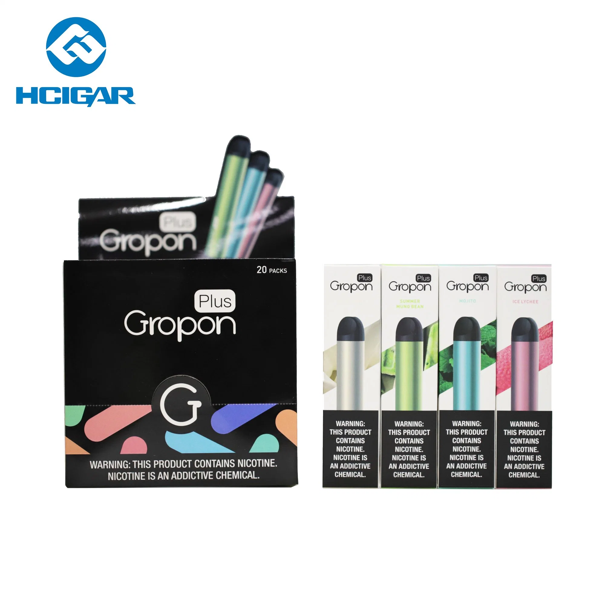 Wholesale/Supplier Disposable/Chargeable Vape Pen Gropon Plus Kit Disposable/Chargeable Electronic Cigarette with 2ml Fruit Flavors