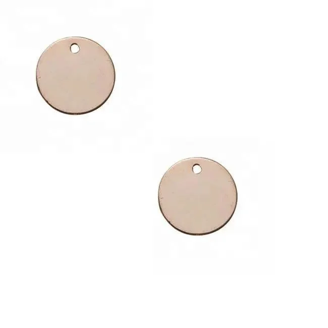 Customize Stamped Solid Brass Stamping Round Blanks with Hole Disk Tag Pendants