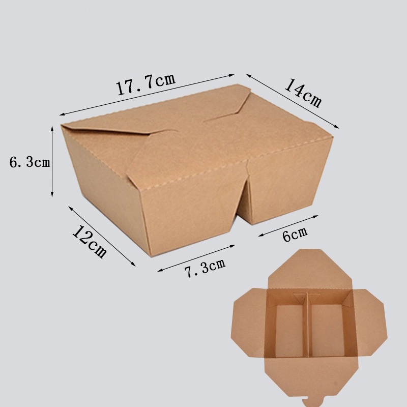 Manufacture Disposable Biodegradable Kraft Paper Take Away Lunch Fast Food Box Packaging