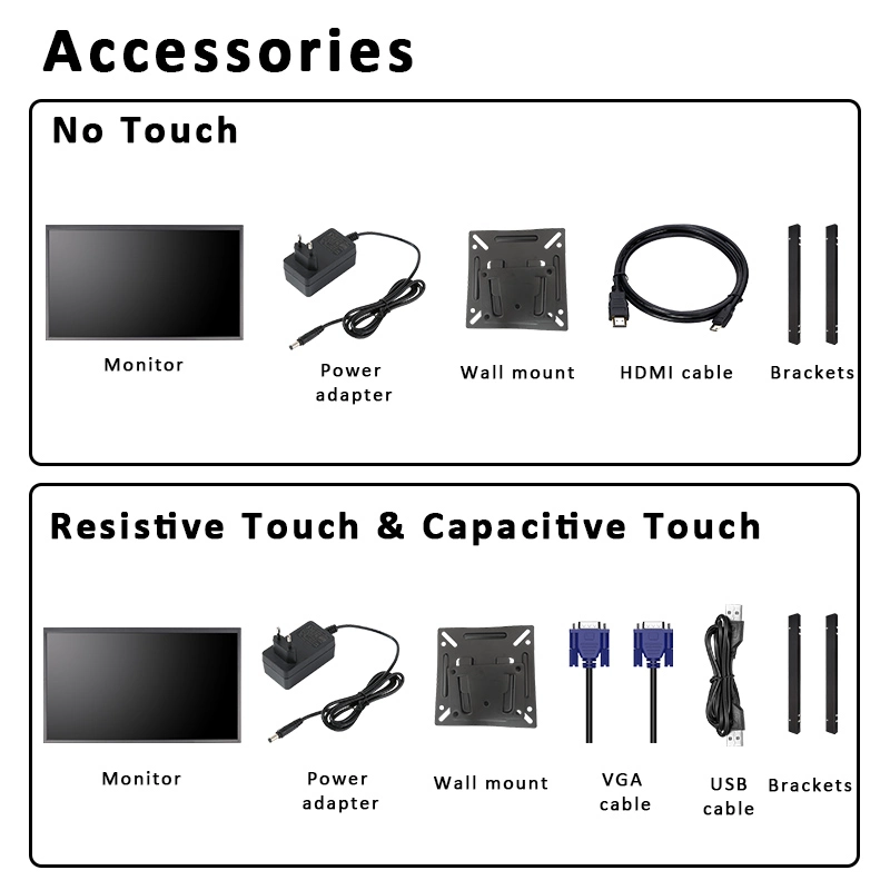 18.5 pouces Moniteur LCD avec cadre 1920*1080 Moniteur à écran tactile