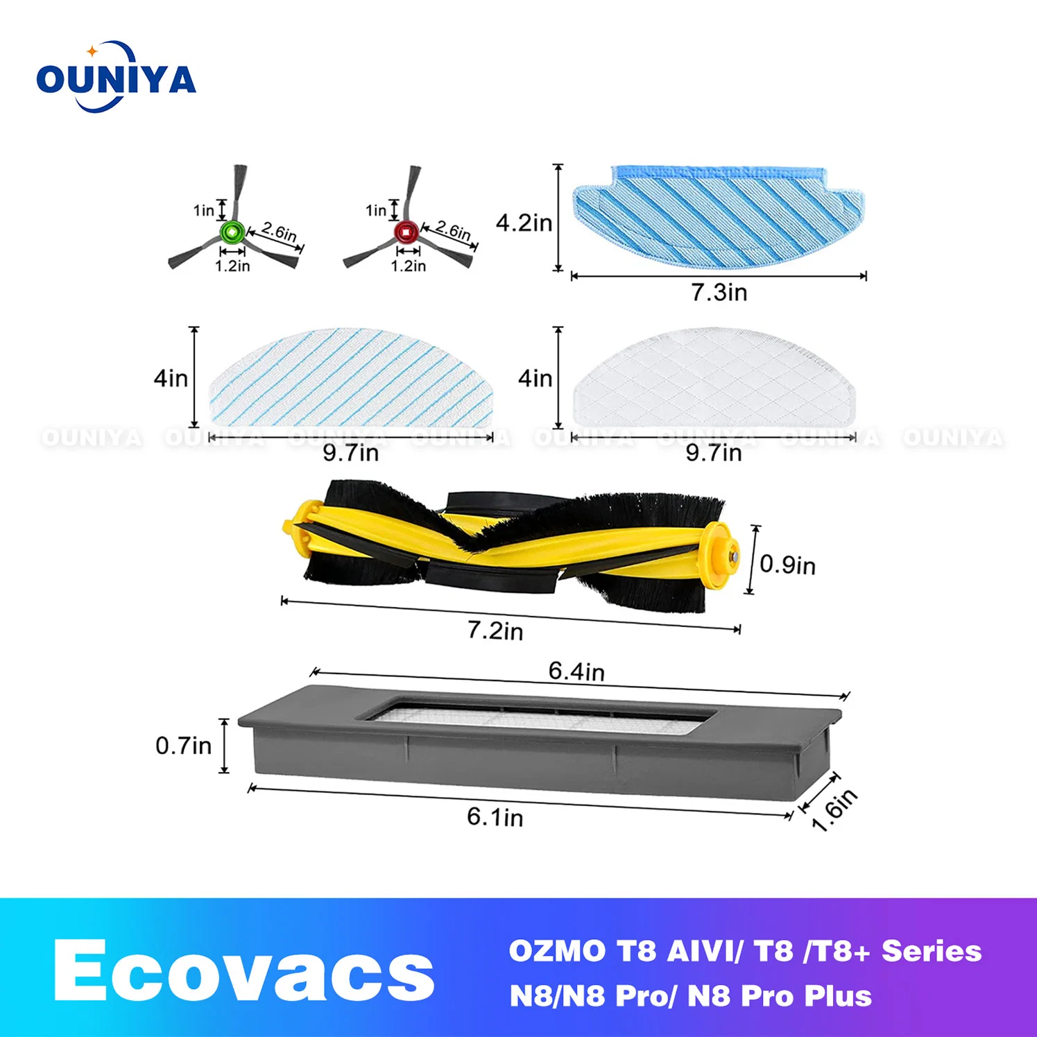 Componentes de repuesto de la serie Ecovacs T8+ para robots de limpieza programables