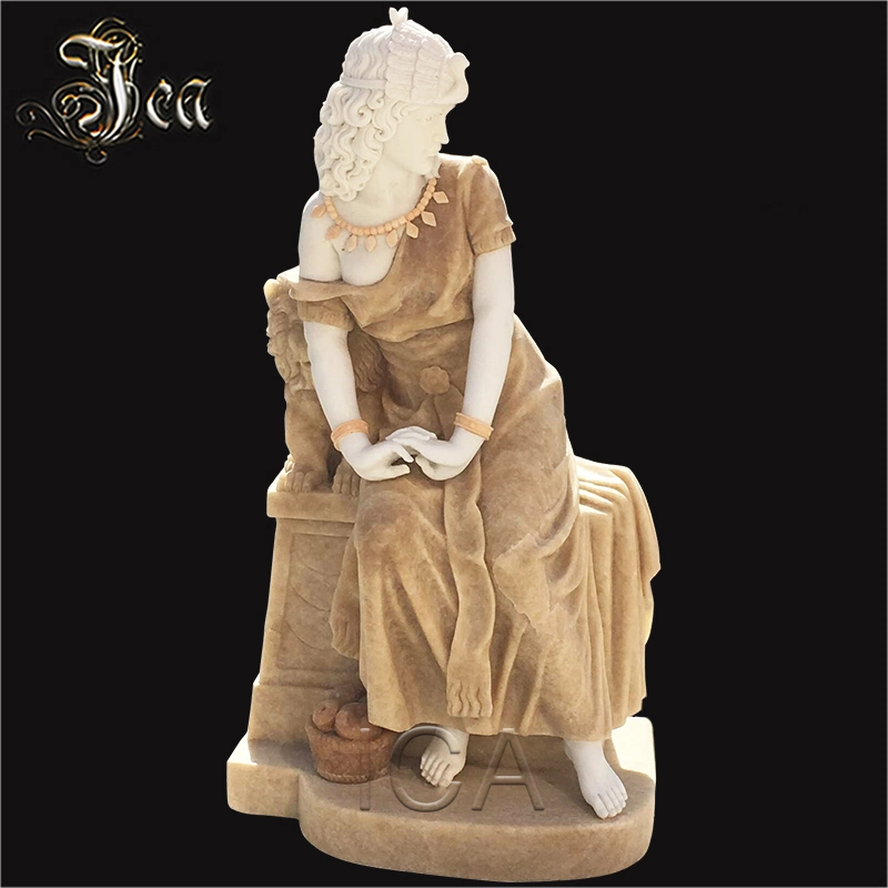 Personalizar el color mármol tallado a mano las estatuas de jardín de esculturas de piedra dama