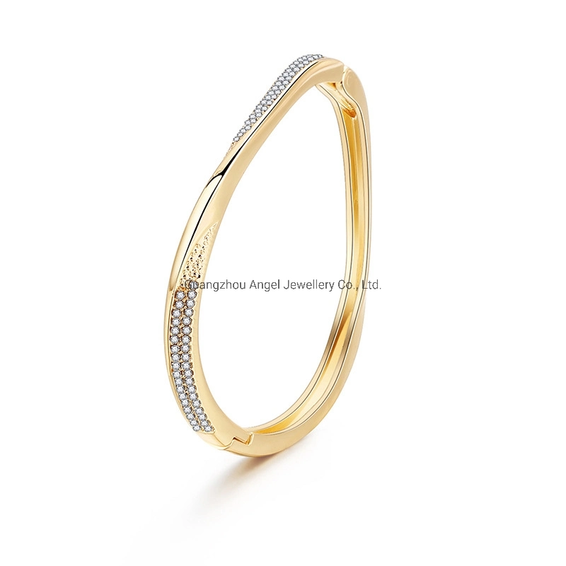 Ladies 6A CZ 18K Gold Plated Fashion Fine Jewelry Women 2023 Bangle