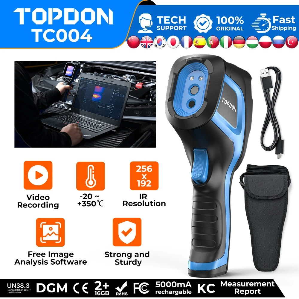 Topdon Factory Supply Tc004 Survillance Infrared Driving Wall Circuit Temperature Thermal Infrared Imaging Detect Temperature Fever Blackbod Handheld IR Camera