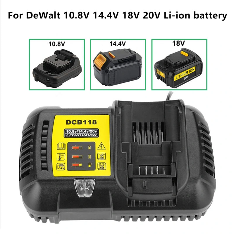 Replacement Power Tool Battery Fast Rapid Charger 4.5A 10.8V 14.4V 18V 20V Max Output Dcb118 Compatible for Dewalts 18V 20V Max