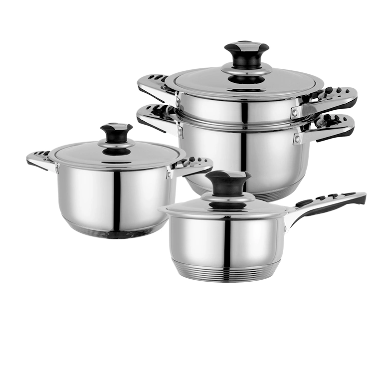 Bakelite Handle 6PCS Stainless Steel Cookware Set with Fry Pan Saucepan Casserole