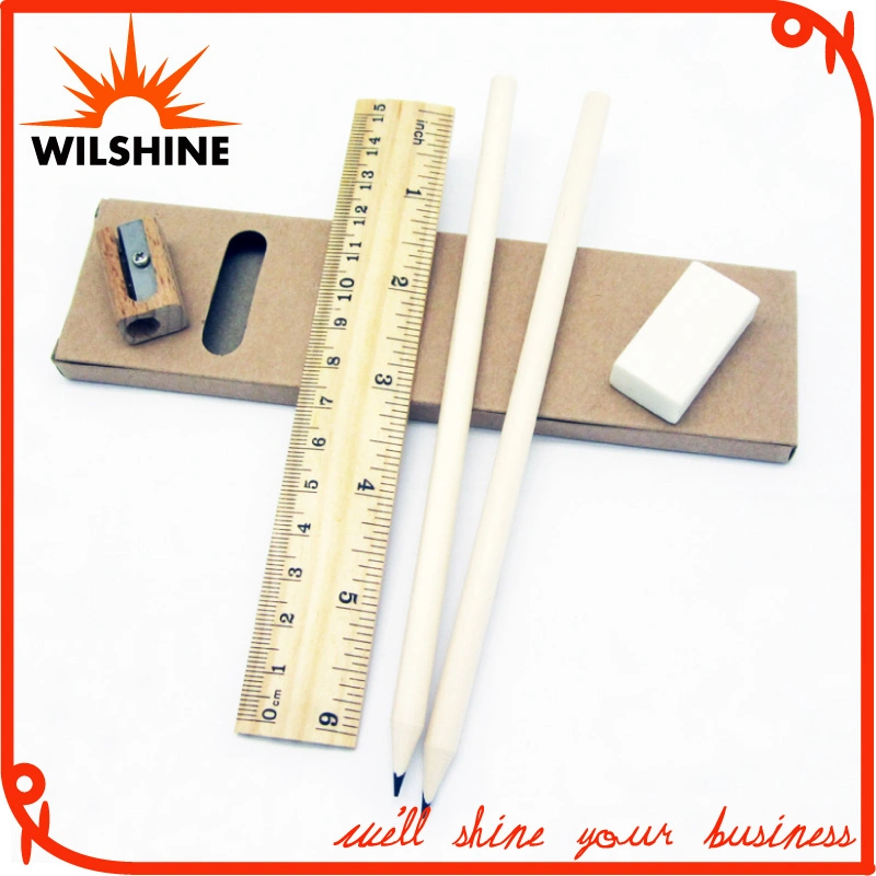 Diseño de fondo de madera con lápiz y Regla afilador para la promoción (MP0015)