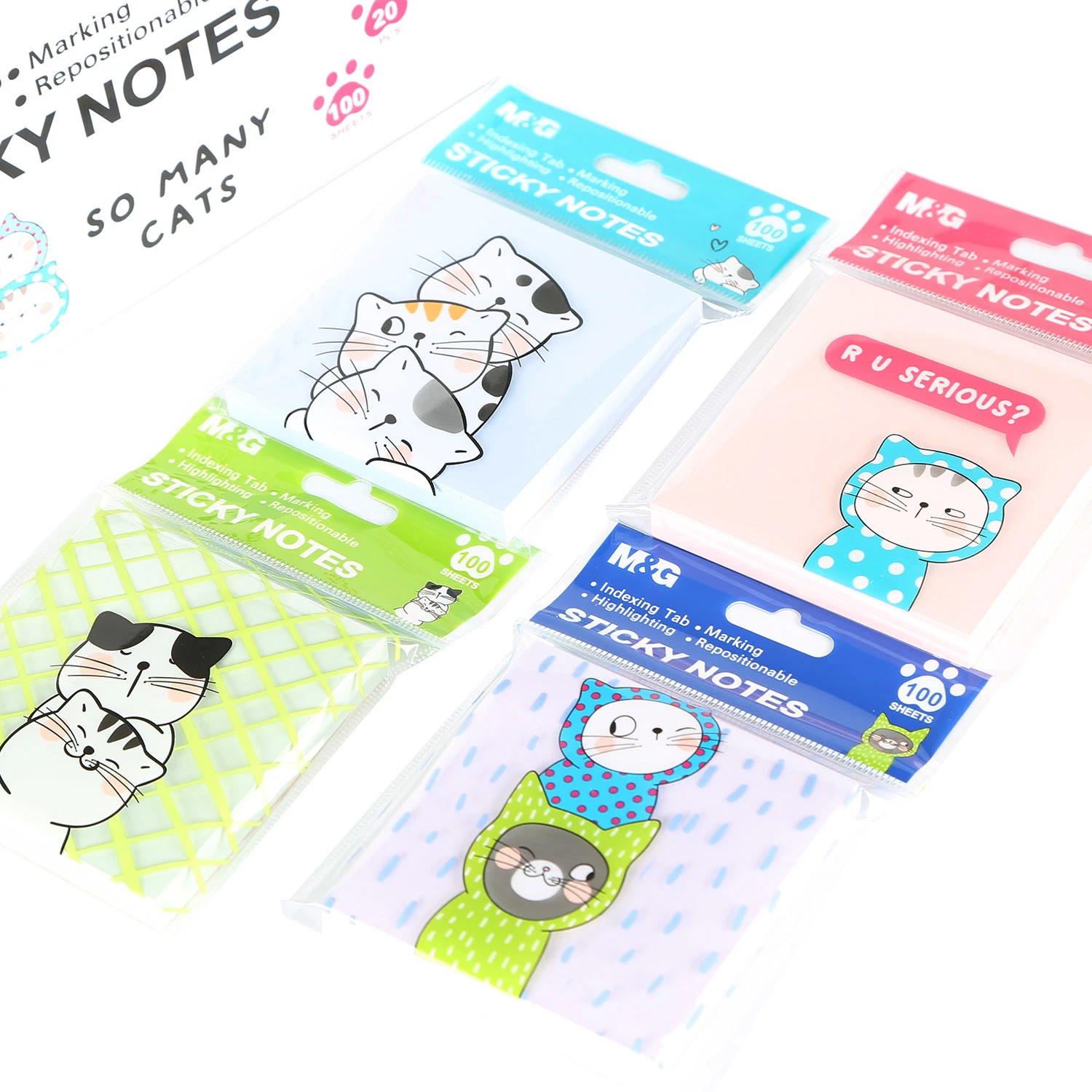 M&G "So Many Cats" 3"X3" Hot Sale Colorful Sticky Notes Colorful Memo Pads 100 Sheets 76X76mm