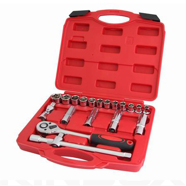 Kinbox 34PCS 1/2"Dr. Socket Wrench Set Hard Carry Case