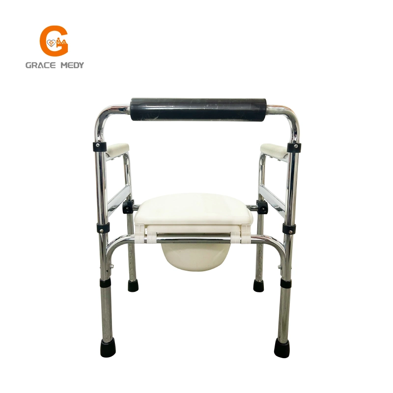 Portable Foldable White Bathroom Toilet Commode Potty Chair with ABS Cover