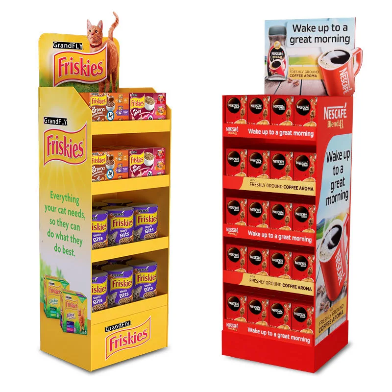 Comercio al por mayor pantalla personalizada Racks Contador de cartón corrugado cajas de supermercados Mostrar Expositor