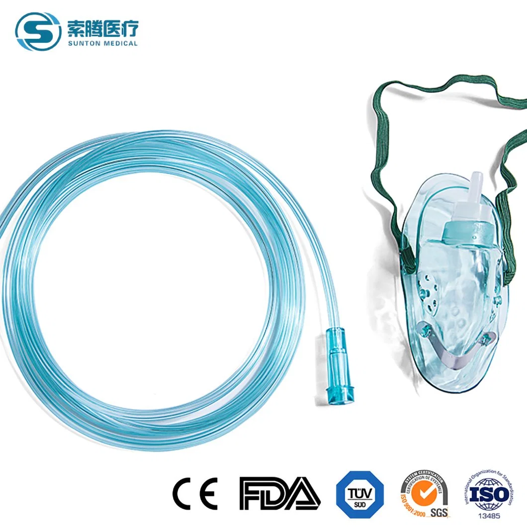 Sunton China Venturi Mask Manufacturer 50*38*33cm Measurement 100PCS/CTN Adult Oxygen Mask Disposable Pediatric Child Size Disposable Tracheostomy Oxygen Mask