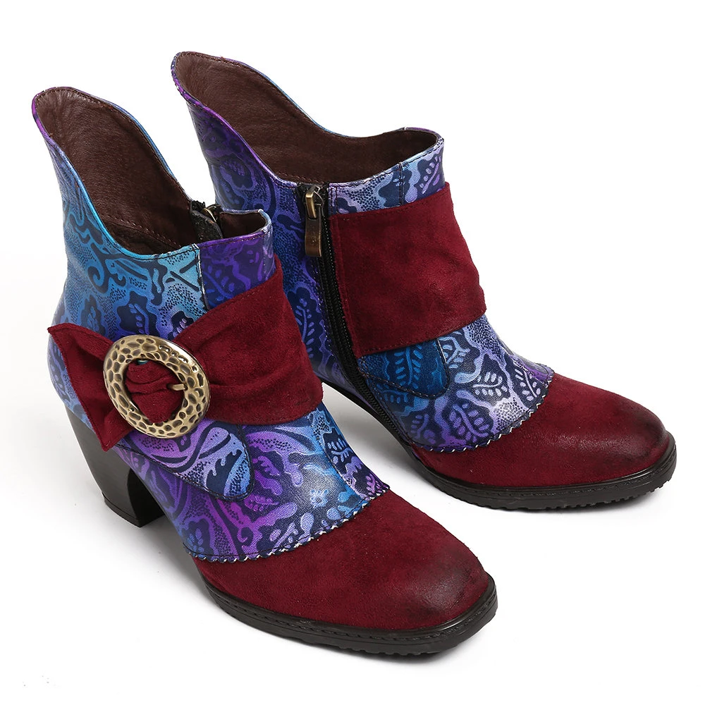 Women's Retro Handmade Leather Boots Bohemian Ankle Shoes