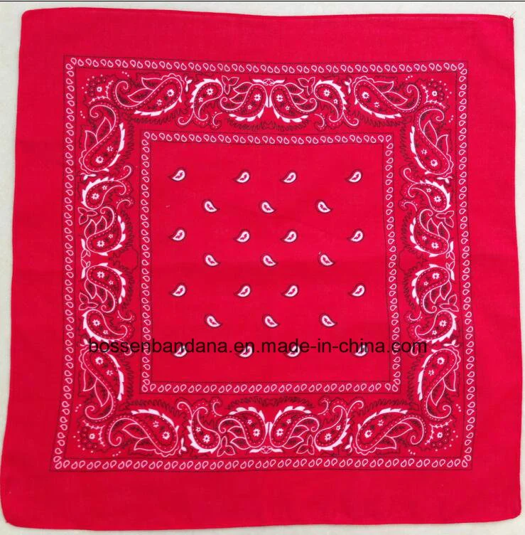 OEM de fábrica de producir algodón impreso Diseño personalizado de la Plaza Roja de Paisley Headwrap Bandanna