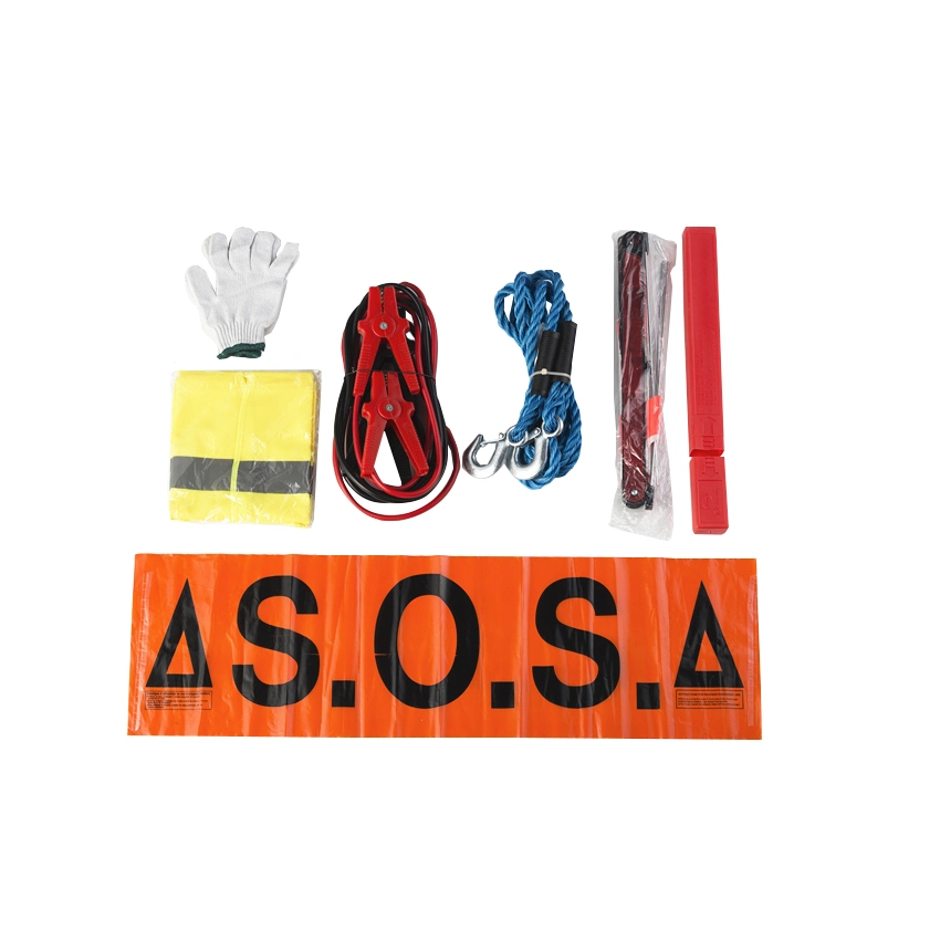 Car Repair Warning Triangle Safety Vest Tow Rope Emergency Tool Set