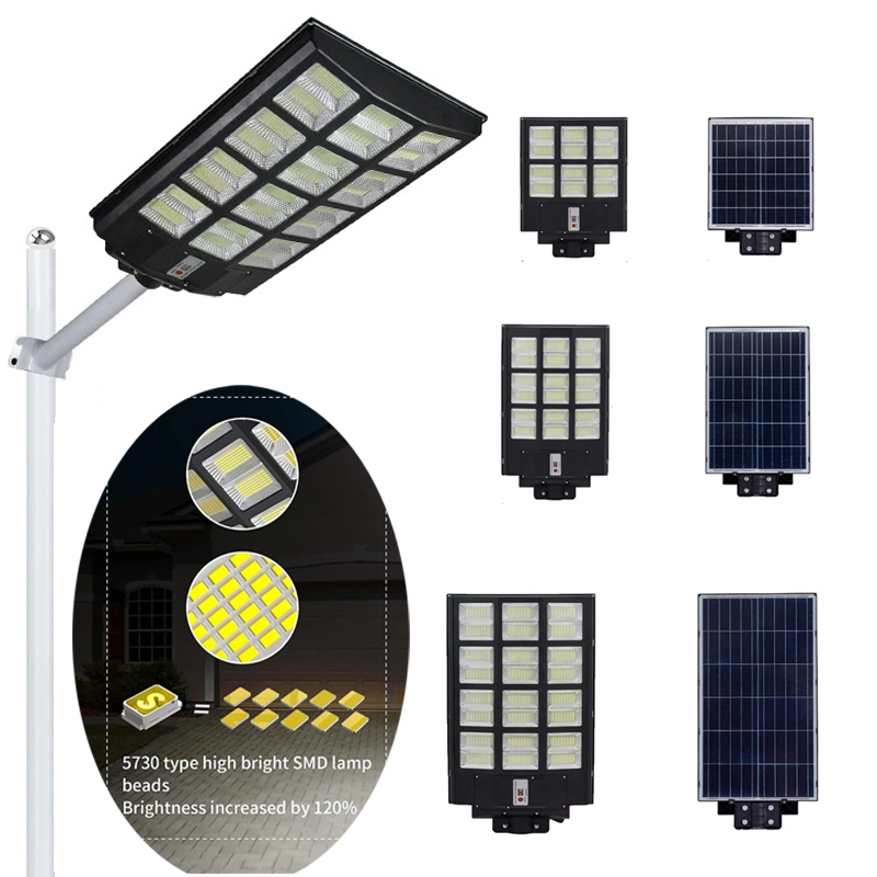 600 W 800 W 1 000 W à économie d'énergie, extérieur, étanche, tout-en-un Un panneau d'alimentation intégré ABS à commande à distance à LED solaire Lampe d'éclairage de rue portable