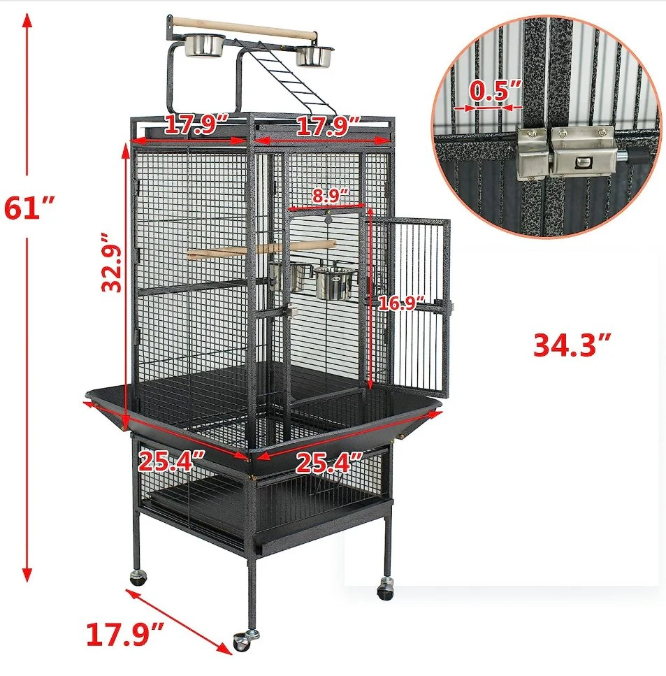 61 pulgadas 2en 1 grandes Cages para aves en venta con soporte rodante Playtop Parrot Chinchilla Finch Cage