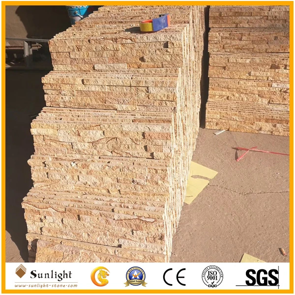 Yellow Wood Sandstone, Wood Vein Culture Stone for Wall Cladding