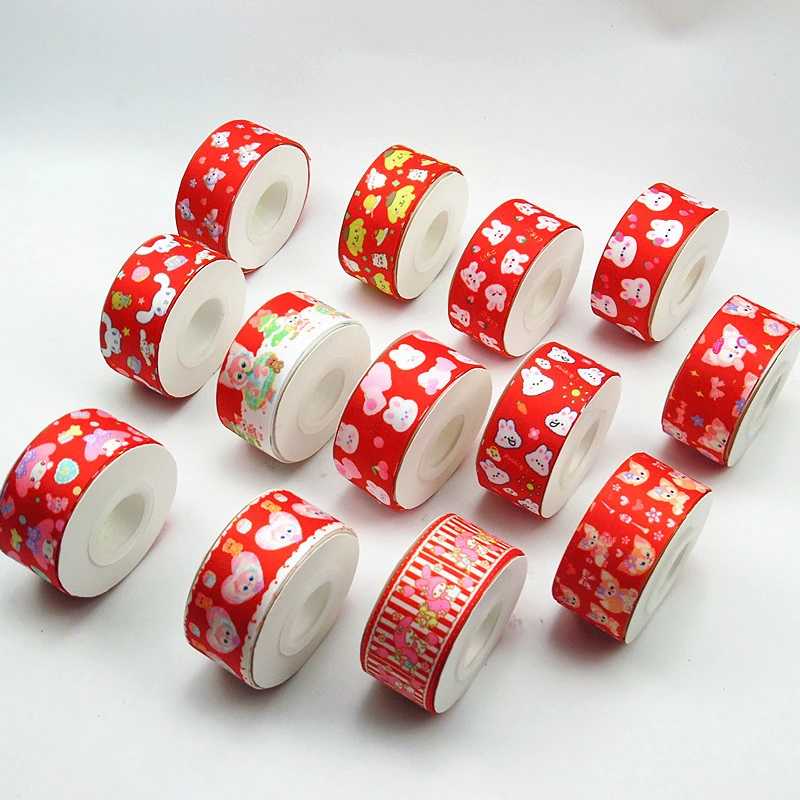 Rabbit Printed Grosgrain Webbing New Year Gift Package Wrapping Crafts Package Webbing