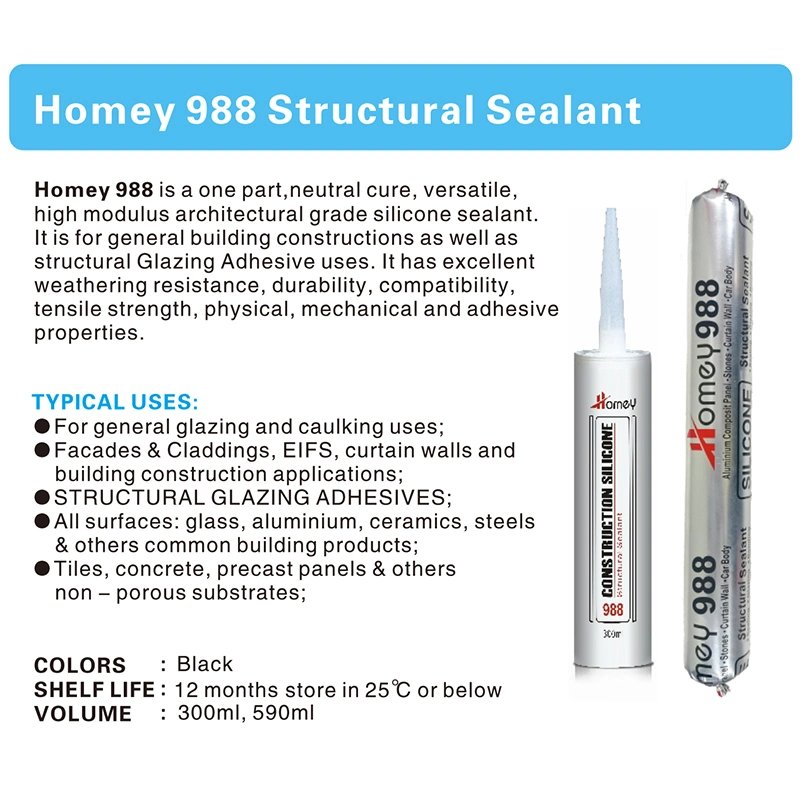 Homey Weatherproofing Silicone Sealant Glass Adhesives Waterproof Silicone Sealant