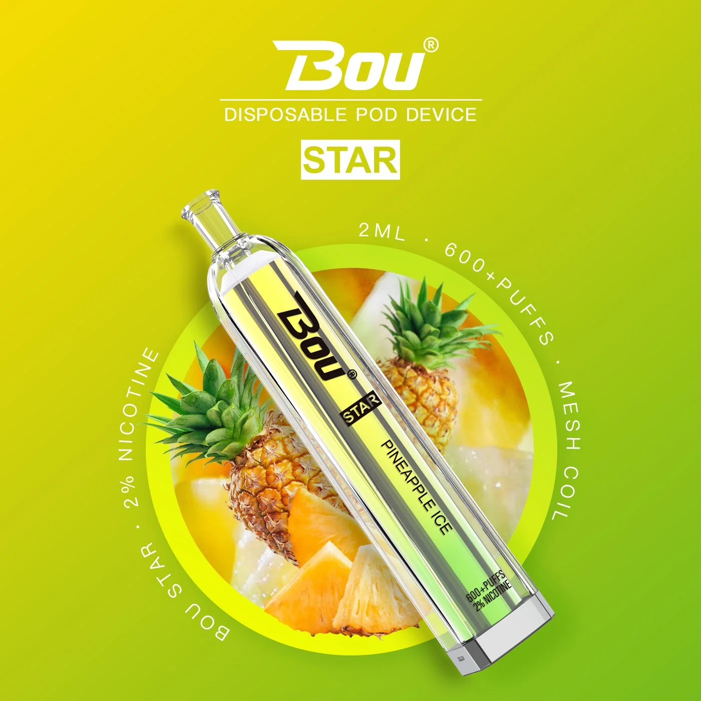 Disposable/Chargeable Vape Pen 500mAh Battery 2ml Bou Star Vape Cartridges Vaporizer Pen