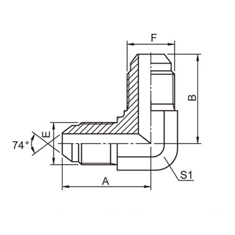 Codo de acero al carbono JIC macho Adaptador hidráulico 1J9