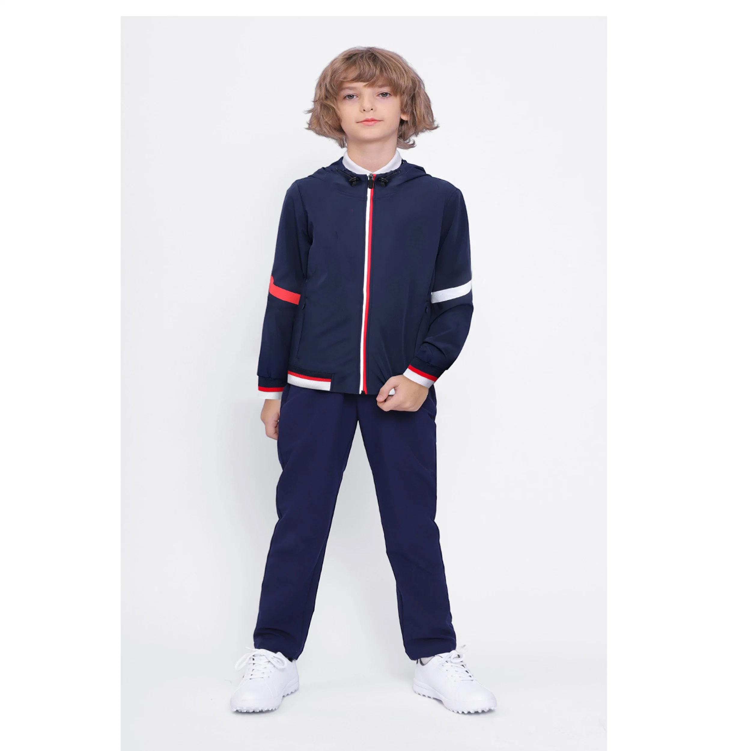 Children&prime; S Golf Clothing Autumn/Winter Clothing Boys Warm and Cold Resistant Zip-up Hooded Teenager Coat