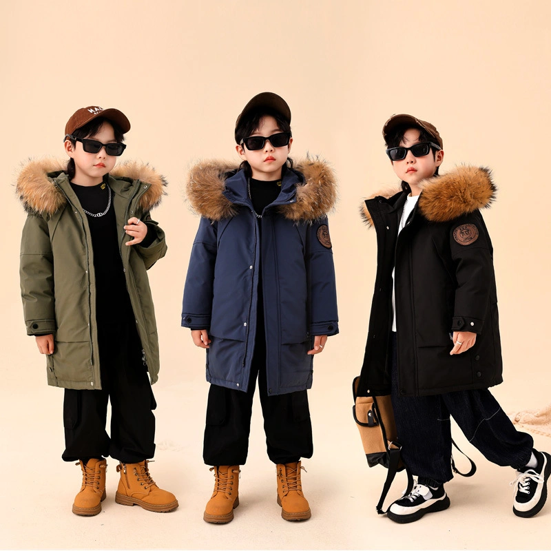 Hot Sale Winter Kids Simple MID Long Korean Style Boys Apparel