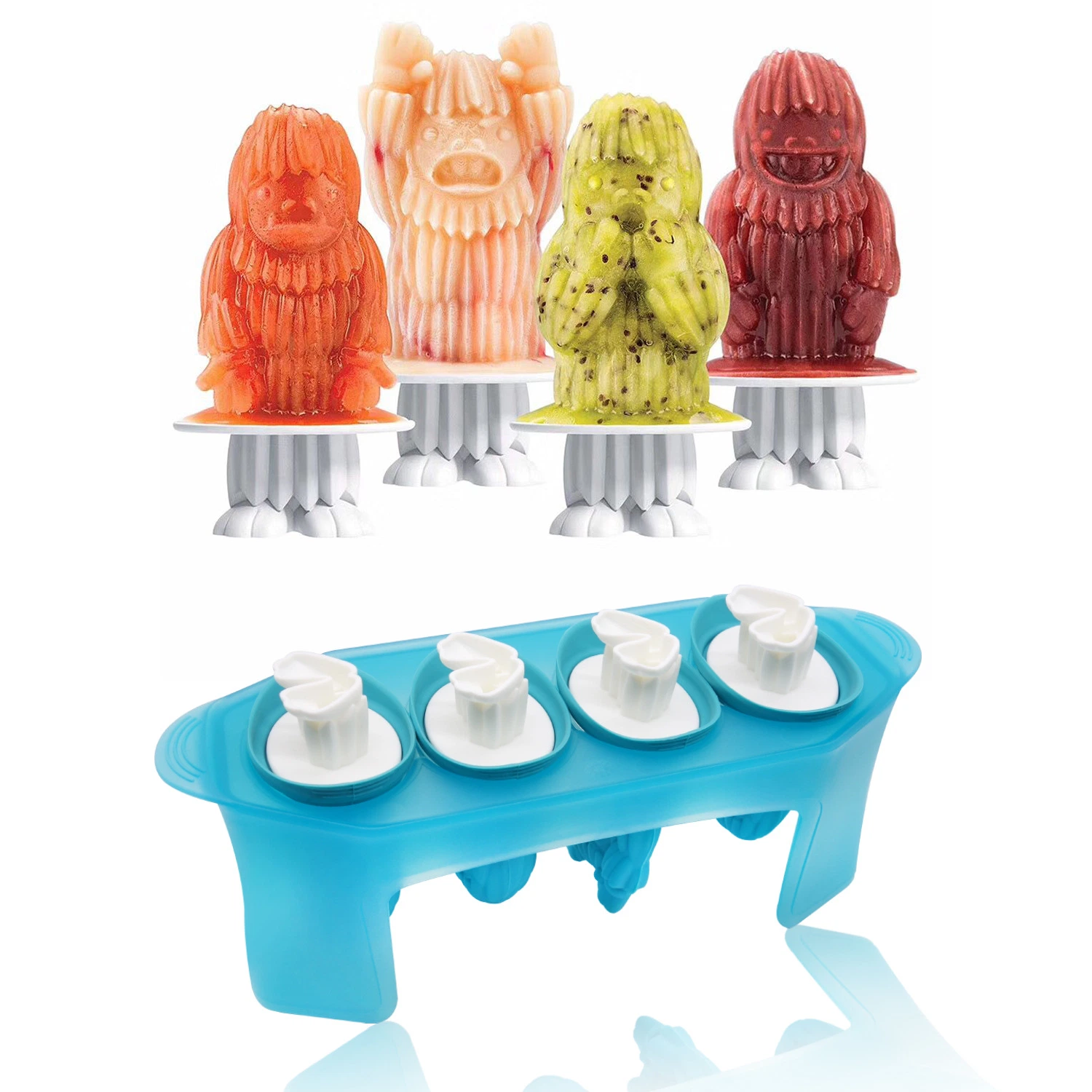 Skull Ice Cream Mold Savage Zombie Shape Silicone Popsicle with Support DIY Handheld Ice Cream Mold