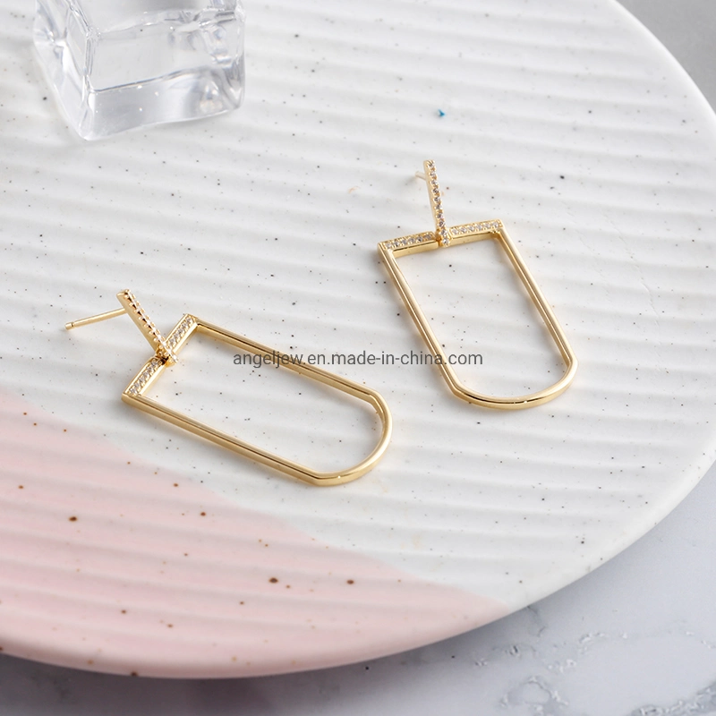 Factory Wholesale/Supplier Fashion Jewelry 925 Sterling Silver Trendy Earring 18K Gold Plated Geometry High quality/High cost performance Fine Jewellery