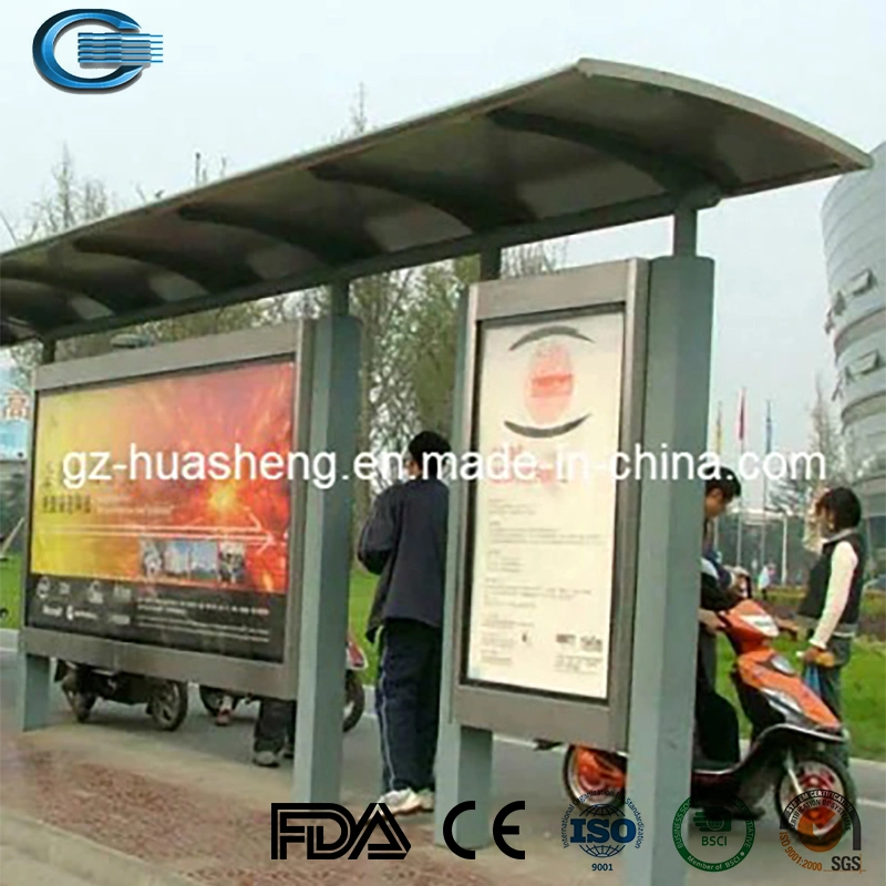 Huasheng Metro Bus Shelters China Bus Stop Rain Shelter Manufacturers Solar Metal Bus Stop for Sale Prefab Bus Shelter with Indoor Shop