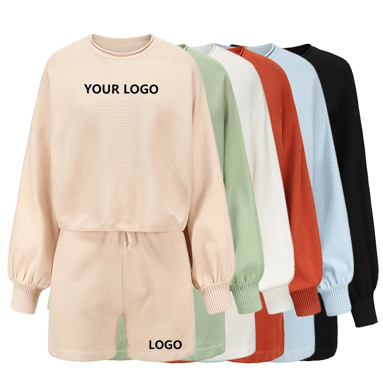 OEM 2021 Stylish Sports Casual 2 Piece Knit Sweater Sets Womens Sweater Custom Womens Autumn Sweaters