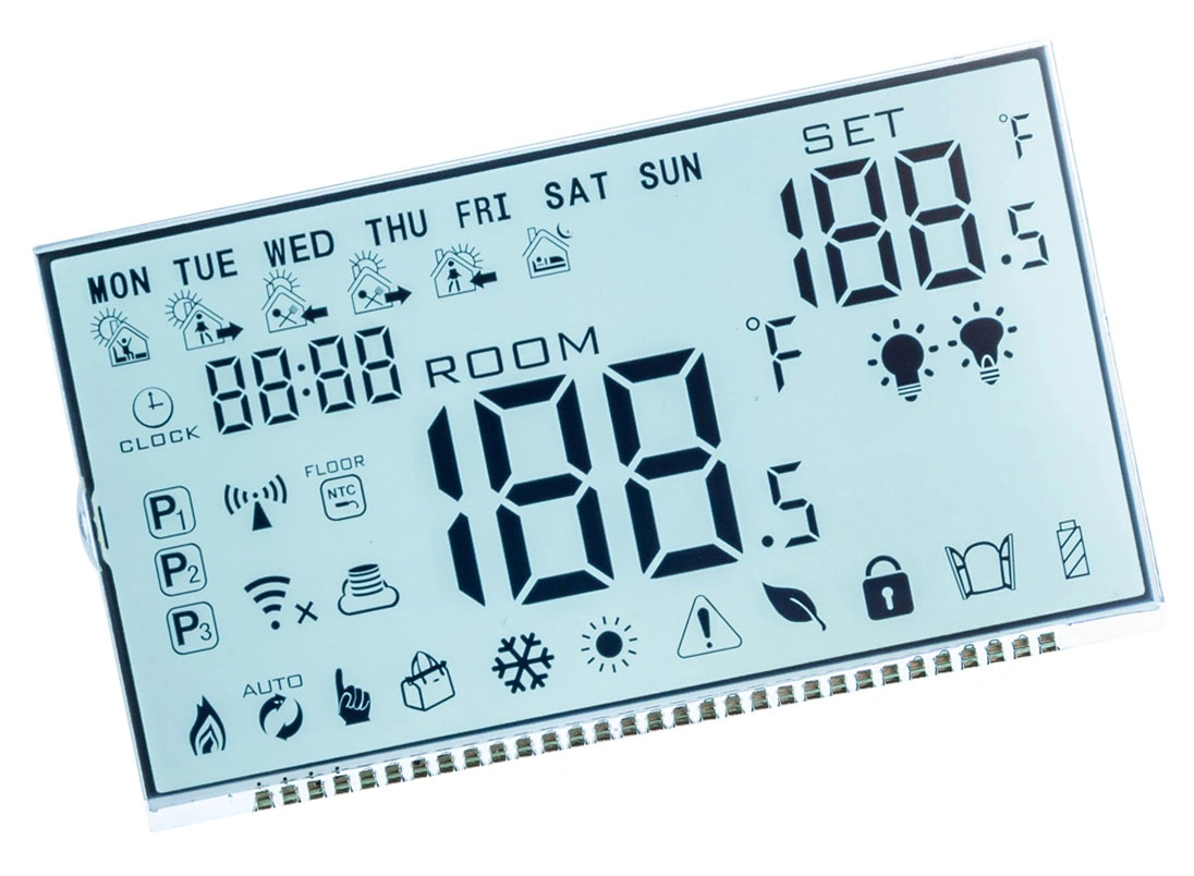 Affichage LCD personnalisé à 7 segments Tn Htn Stn pour affichage du capteur de température de la pièce.