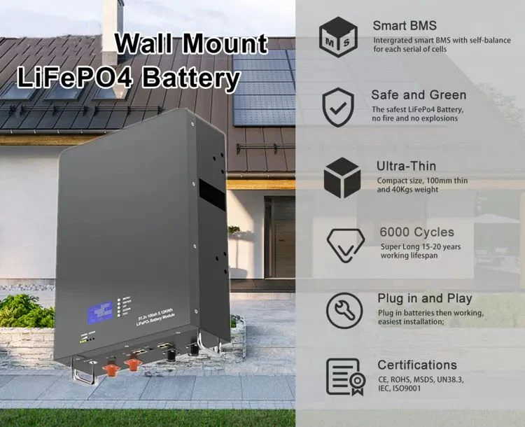 O mais novo 48V 200Ah 10kwh Powerwall compacto sistema de armazenamento de energia inicial Wall-Mounted Bateria solar ciclo 6000 10kw Wall