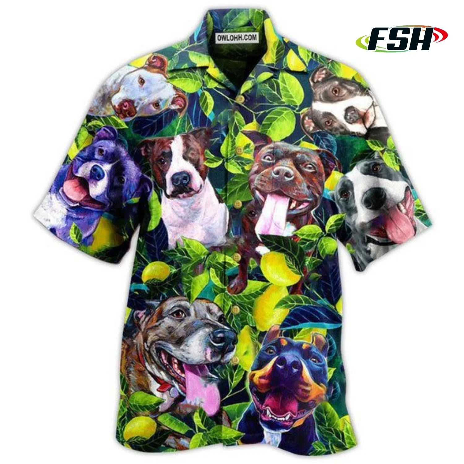 Men's Hawaiian Shirt Quick Dry Breathable Short Sleeves Dog Printed Summer